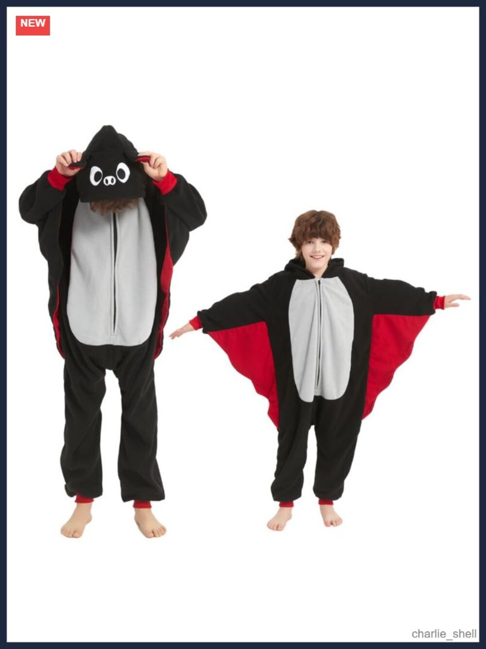 Cartoon Anime Halloween Bat One-Piece Pajamas Loose Hooded Long Sleeve